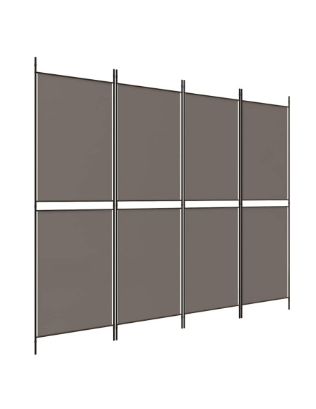 Divisorio a 4 Pannelli Antracite 200x220 cm Tessuto
