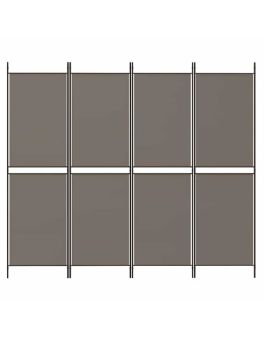 Divisorio a 4 Pannelli Antracite 200x220 cm Tessuto