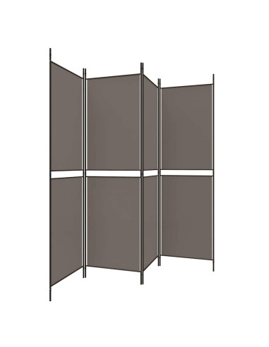 Divisorio a 4 Pannelli Antracite 200x220 cm Tessuto