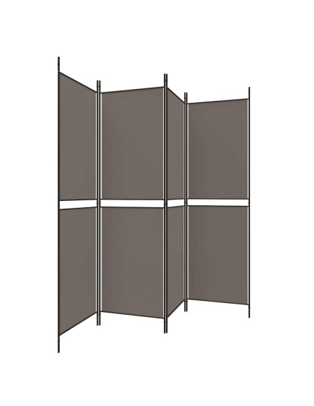 Divisorio a 4 Pannelli Antracite 200x220 cm Tessuto