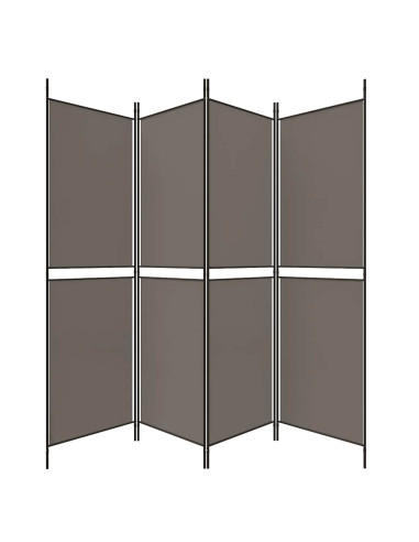 Divisorio a 4 Pannelli Antracite 200x220 cm Tessuto