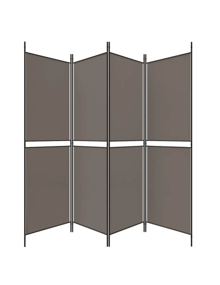 Divisorio a 4 Pannelli Antracite 200x220 cm Tessuto