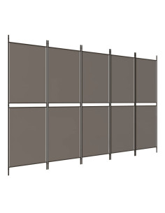 Divisorio a 5 Pannelli Antracite 250x220 cm Tessuto 2