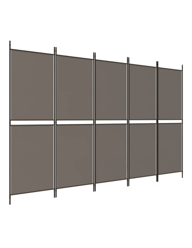 Divisorio a 5 Pannelli Antracite 250x220 cm Tessuto