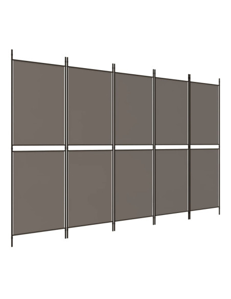 Divisorio a 5 Pannelli Antracite 250x220 cm Tessuto