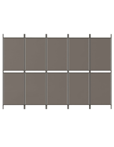 Divisorio a 5 Pannelli Antracite 250x220 cm Tessuto