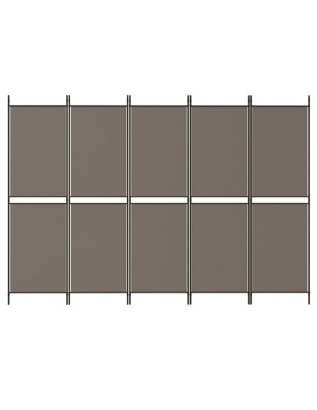 Divisorio a 5 Pannelli Antracite 250x220 cm Tessuto