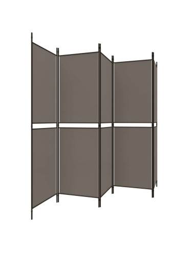 Divisorio a 5 Pannelli Antracite 250x220 cm Tessuto