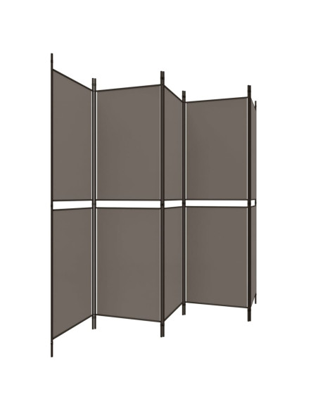Divisorio a 5 Pannelli Antracite 250x220 cm Tessuto