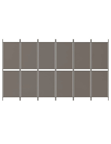 Divisorio a 6 Pannelli Antracite 300x220 cm Tessuto
