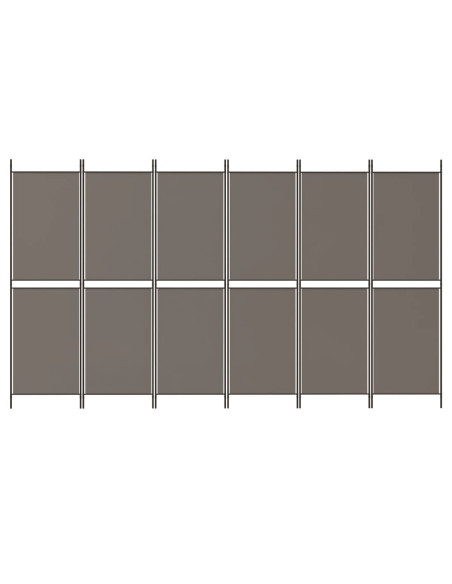 Divisorio a 6 Pannelli Antracite 300x220 cm Tessuto