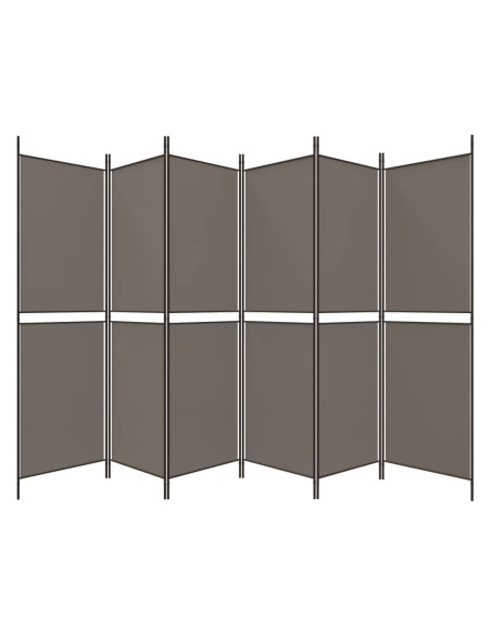 Divisorio a 6 Pannelli Antracite 300x220 cm Tessuto