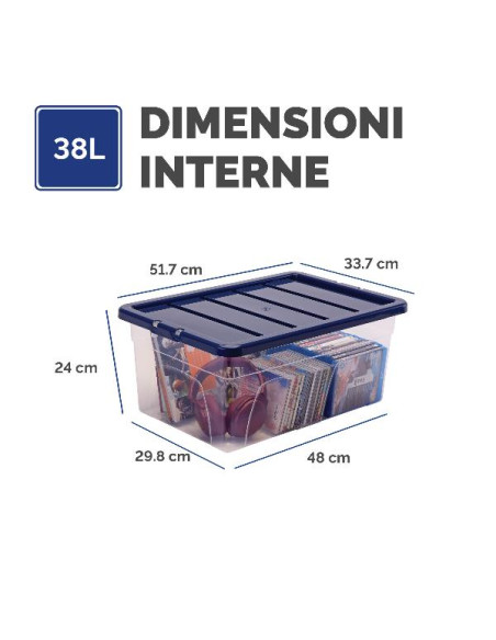 CONTENITORE PLASTICA COPERCHIO 38L