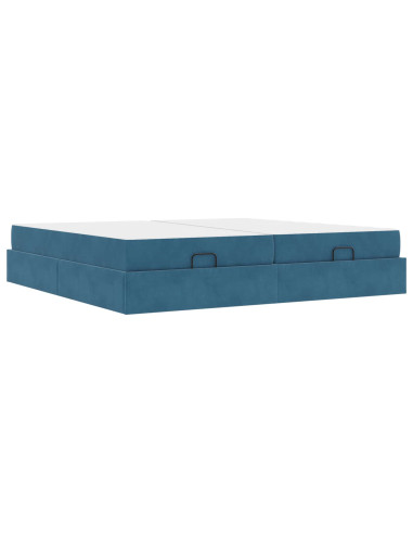 Struttura letto con materasso con materasso 2 pcs Blu Velluto