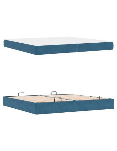 Struttura letto con materasso con materasso 2 pcs Blu Velluto