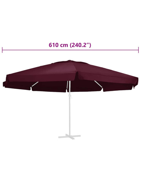 Telo di Ricambio per Ombrellone Rosso Bordò 610 cm