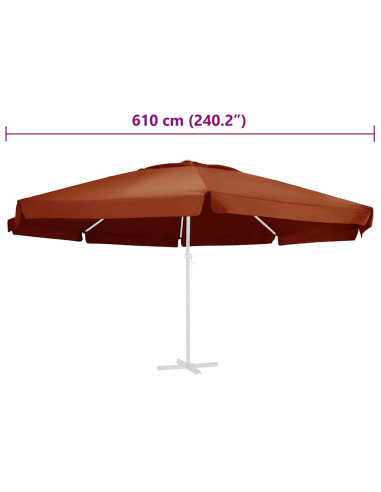Telo di Ricambio per Ombrellone Terracotta 610 cm