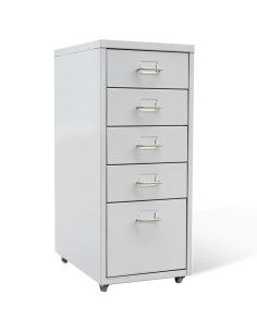 Schedario con 5 Cassetti Grigio 68,5 cm in Acciaio 2