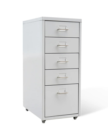 Schedario con 5 Cassetti Grigio 68,5 cm in Acciaio