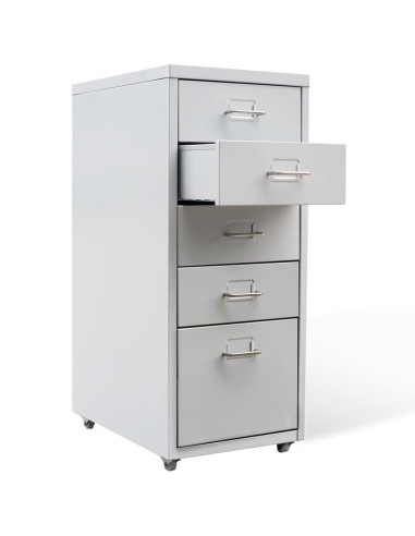 Schedario con 5 Cassetti Grigio 68,5 cm in Acciaio
