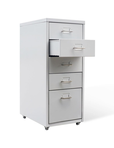 Schedario con 5 Cassetti Grigio 68,5 cm in Acciaio
