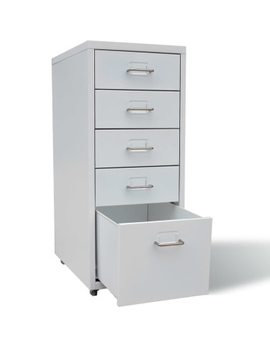 Schedario con 5 Cassetti Grigio 68,5 cm in Acciaio