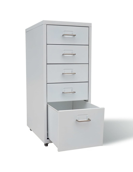 Schedario con 5 Cassetti Grigio 68,5 cm in Acciaio