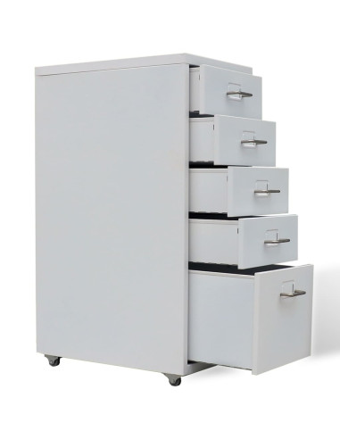 Schedario con 5 Cassetti Grigio 68,5 cm in Acciaio