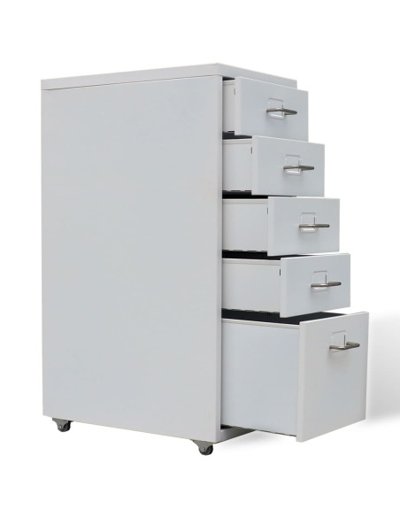 Schedario con 5 Cassetti Grigio 68,5 cm in Acciaio
