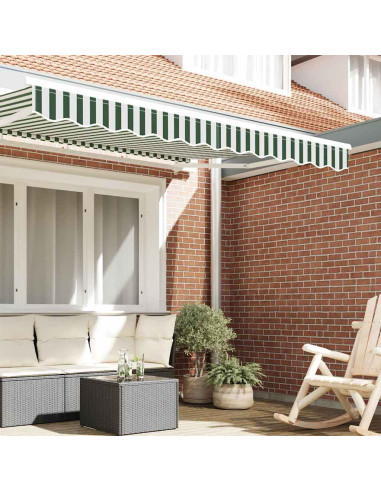 Tenda a Braccio Verde e Bianco 580 x 20 cm Tela