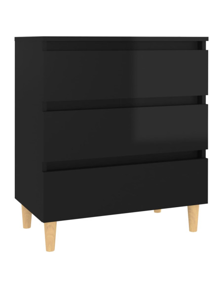 Credenza Nero Lucido 60x35x69 cm in Legno Multistrato