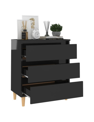 Credenza Nero Lucido 60x35x69 cm in Legno Multistrato