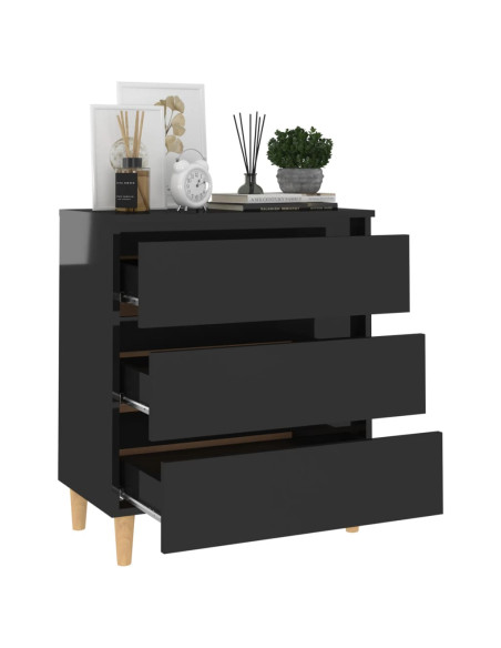 Credenza Nero Lucido 60x35x69 cm in Legno Multistrato