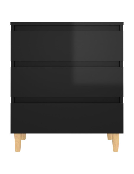 Credenza Nero Lucido 60x35x69 cm in Legno Multistrato