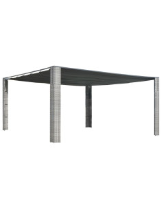 Gazebo Tetto Mobile Polyrattan 400x400x200cm Grigio e Antracite 2