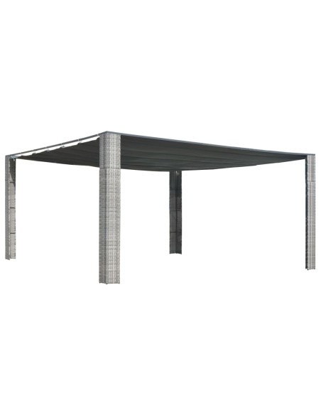 Gazebo Tetto Mobile Polyrattan 400x400x200cm Grigio e Antracite