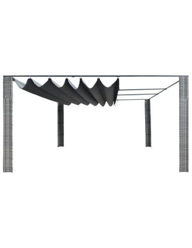 Gazebo Tetto Mobile Polyrattan 400x400x200cm Grigio e Antracite