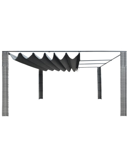 Gazebo Tetto Mobile Polyrattan 400x400x200cm Grigio e Antracite