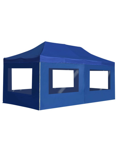 Gazebo Professionale Pieghevole Alluminio con Pareti 6x3 m Blu