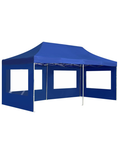Gazebo Professionale Pieghevole Alluminio con Pareti 6x3 m Blu