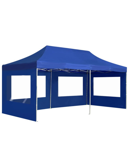Gazebo Professionale Pieghevole Alluminio con Pareti 6x3 m Blu