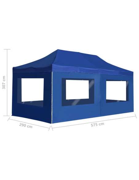 Gazebo Professionale Pieghevole Alluminio con Pareti 6x3 m Blu