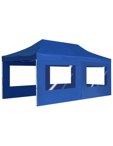 Gazebo Professionale Pieghevole Alluminio con Pareti 6x3 m Blu
