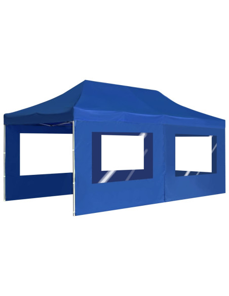Gazebo Professionale Pieghevole Alluminio con Pareti 6x3 m Blu
