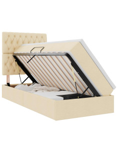 Letto con contenitore e materasso Crema 100 x 200 cm Poliestere 2