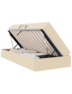 Letto con contenitore e materasso Crema 100 x 200 cm Poliestere 2