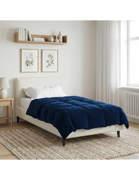 Duvet Invernale Trapuntato Blu Scuro 155 x 220 cm Microfibra