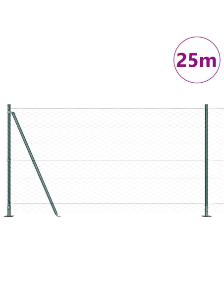 Palo della recinzione Verde 25 x 1,2 m (rete da 50 mm) Acciaio