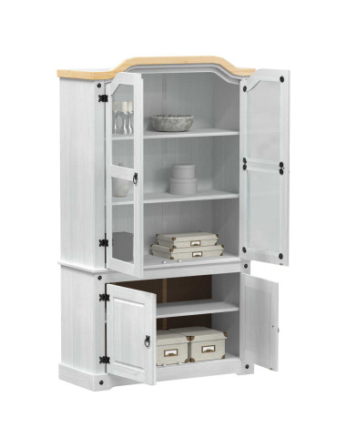 Vetrina Bianco 103.5 x 42 x 180 cm Pino massello