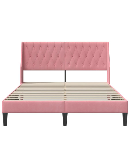 Struttura del letto con testiera Rosa 120 x 190 cm Velluto